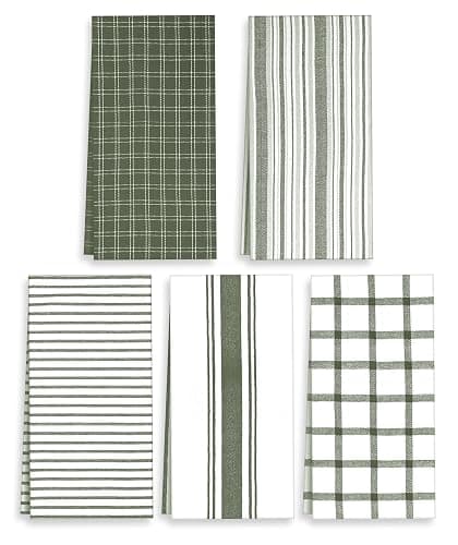 Trade Fountain Kitchen Towels - Pack of 5 Dish Towels for Kitchen Accessories - 19 x 27 INCHES Extra Large Highly Absorbent Dish Cloth - Reusable Hand Towels - 100% Pure Cotton Fabric (Olive) thumbnail 3