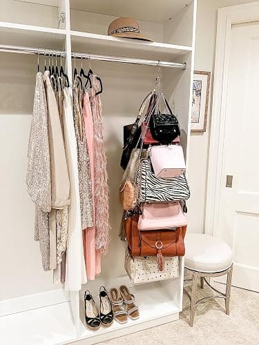 Over Door and Closet Purse Hanger Organizer- 12++ Max Purse Storage, Bag Holder Rotates 360, Quality Heavy Duty Chrome Holds 50lbs; Purses, Handbags, Totes, Crossbody, Backpacks, Fanny, Belt Bags thumbnail 2