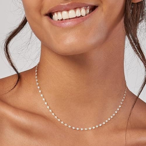 Carffordo 925 Sterling Silver Chain Necklace Link Chain Necklace for Women Simple Dainty 16K Gold Plated Necklace for Women Minimalist Waterproof Silver Necklace Trendy Jewelry Gifts thumbnail 8