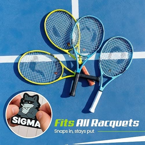 TRESSIS Tennis Racket Dampener - Cute Designs - Vibration & Noise-Reducing Tennis Shock Absorber for Racquets - Secure, Easy-Install Accessories for Players of All Levels thumbnail 4