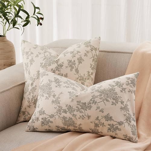 YZJZEDS 100% Cotton French Pastoral Throw Pillow Covers Set of 2, 18x18 Inch Green Farmhouse Decorative Cushion Covers for Sofa Bed Living Room Home Decor thumbnail 4