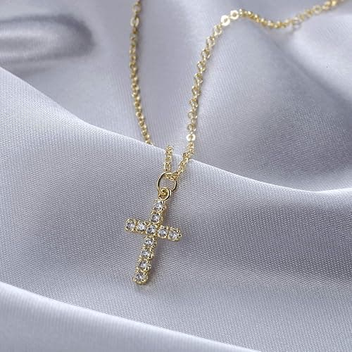 Tewiky Cross Necklace for Women-Dainty Simple 14k Gold Plated/sterling silver Plated Cross Pendant Cute Necklaces Jewelry for Women thumbnail 7