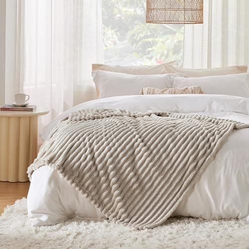 Bedsure Twin XL Blanket for Couch - GentleSoft Cozy Soft Blankets for Women, Cute Small Fleece Throws for Girls, Linen, 66x90 Inches - Linen - Twin XL (66" x 90") thumbnail 7