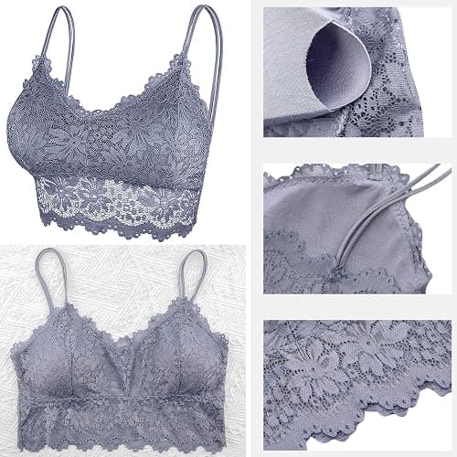 Duufin 5 Pcs Lace Bralettes for Women Bralette Padded Lace Bandeau Bra thumbnail 2
