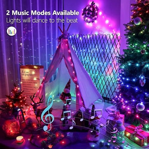 BrizLabs July 4th Fairy Lights, 66ft 200 LED Color Changing Fairy Lights with Remote, Plugin Red White Blue Twinkle Light RGB Rainbow Starry Xmas Light Music Sync for Xmas Halloween Home Party Wedding thumbnail 4