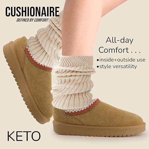 CUSHIONAIRE Keto Womens Slippers Slip-On Suede Mule Slipper - Cozy & Stylish, Memory Foam & Faux Fur Lining, Wide Widths Available thumbnail 3
