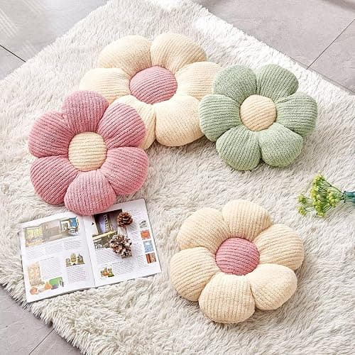 Kcvvcr Flower Throw Pillow, Soft Sage Green 14.9" Shaped Floor Pillow for Home Decor, Cute Aesthetic Plush Decorative Pillows for Bed, Sofa, Couch thumbnail 2