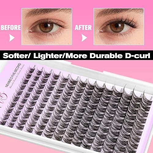 VEYESBEAUTY Lash Clusters Individual Eyelash Extensions Thin & Invisible Band DIY False Eyelashes for Self-application Newbie's Five-Second Series Wispy Lash Tray, LuxeBold 8-16mm Mixed Length thumbnail 5