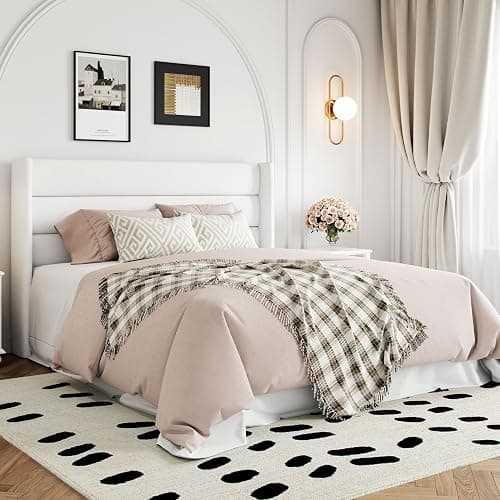 Allewie Full Size Velvet Lift Up Storage Bed, Modern Wingback Headboard, Hydraulic Support, No Box Spring Needed, White thumbnail 4