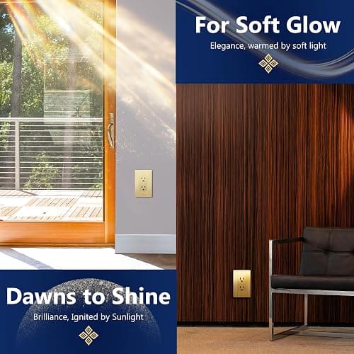LIDER Child Safe Tamper-Resistant Wall Outlet with Screwless Brushed Wall Plate, Residential Grade, 15A 125V, LR15-TR-GDSBWP, UL Listed, Thermoplastic, Matte Gold thumbnail 4