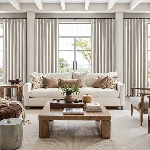 Natural Linen Pinch Pleated Blackout Curtains & Drapes 96 Inch Long Bedroom/Livingroom Farmhouse Curtains 2 Panel Sets, Neutral Track Room Darkening Thermal Insulated 8ft Back Tab Window Curtain thumbnail 7