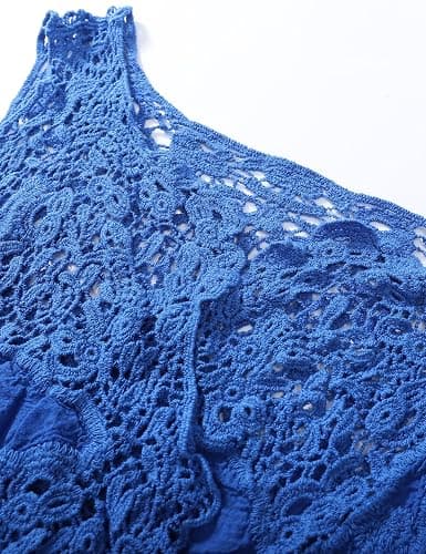 Flygo Women's Open Front Cotton Crochet Lace Boho Hippie Butterfly Vest Cardigan Coverup Sleeveless Irregular Hem thumbnail 7