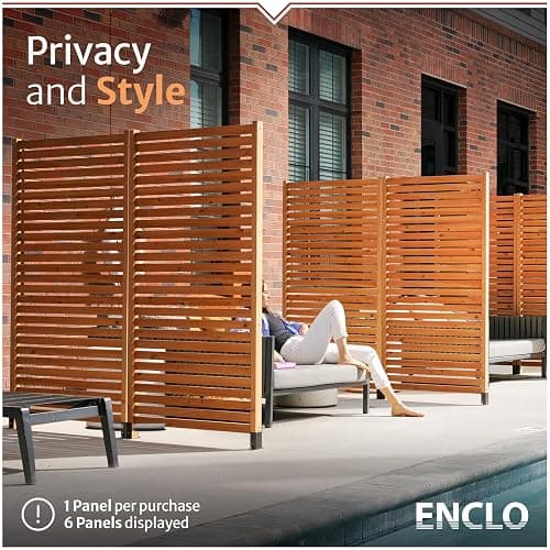 6.1ft H x 3ft W (1 Panel) Freestanding or Surface Mounted Enclo Tiaga Privacy Screen, Wood Privacy Fence Screen, Outdoor or Indoor Decorative Panel, Great for Balcony, Patio, Deck, EC18030 thumbnail 3