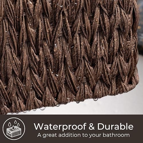 GRANNY SAYS Wicker Storage Baskets for Shelves, Plastic Brown Basket,1-Pack | Waterproof Wicker Baskets for Organizing, Woven Baskets for Shelves, Decorative Basket for Pantry, Brown Basket for Storage thumbnail 4