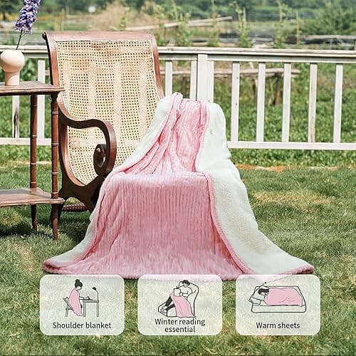Texciting Heated Blanket Electric Blanket Throw 50”X60”-Heating Throw with 5 Heat Settings-3 Hours Auto Off,ETL Certified,Machine Washable (Pink) thumbnail 5