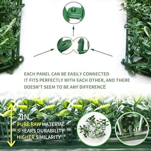 NETAP Grass Wall Panels, 10"x 10"(12pcs) 4-Layer Artificial Boxwood Faux Green Wall for Interior, Garden Party Wedding Backdrop, Indoor Outdoor Plant Wall Decor thumbnail 6