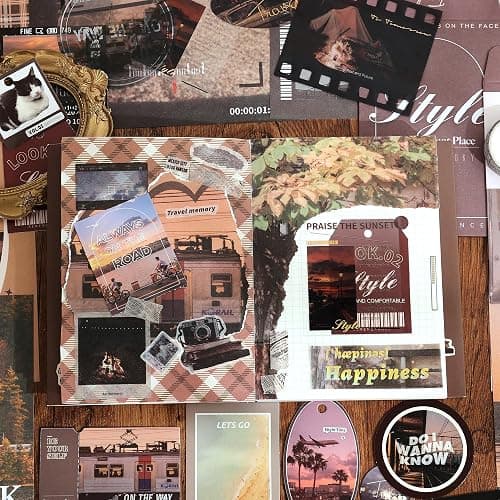 Scrapbooking Supplies Kit, Aesthetic Daily Life Travel Scrapbook Kit for Bullet Junk Journal, Stationery, A6 Grid Notebook, Flower DIY Journaling Supplies, Birthday Craft Gift Teen Girl Kid Women thumbnail 7