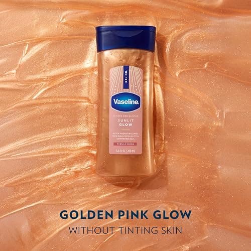 Vaseline Glazed and Glisten Sunlit Glow Body Gel Oil Vanilla Cocoa Shimmering with Ultra-Hydrating Lipids and 100% Pure Cocoa Butter, 6.8 Oz thumbnail 3