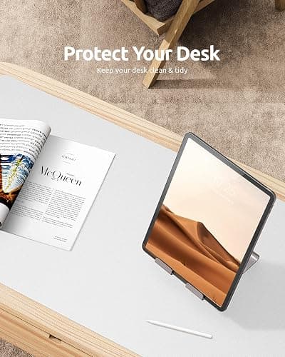 YSAGi Leather Desk Protector, Office Mat, Large Mouse Mat, Non-Slip PU Leather Blotter, Laptop Desk, Waterproof Writing Pad for Office and Home (White, 23.6" x 13.8") thumbnail 7