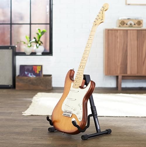 Amazon Basics Adjustable Folding Guitar Stand, A-shape, Fully Assembled - For School Music Program, Concerts & Multiple Users, Black, 8.66 x 15.16 x 3.74 inches thumbnail 9
