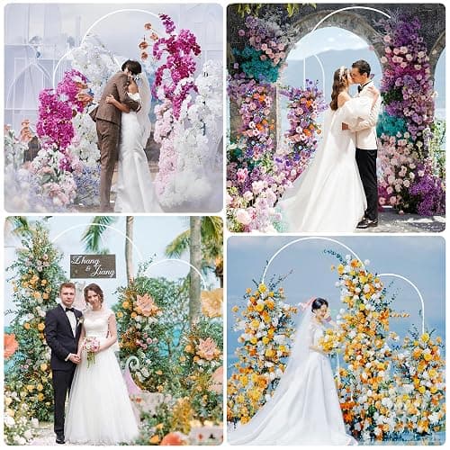 Fomcet Metal Arch Backdrop Stand Set of 2 Wedding Arch Stand White 7.2FT & 6FT Arched Frame for Birthday Party Baby Shower Graduation Ceremony Decorations thumbnail 6