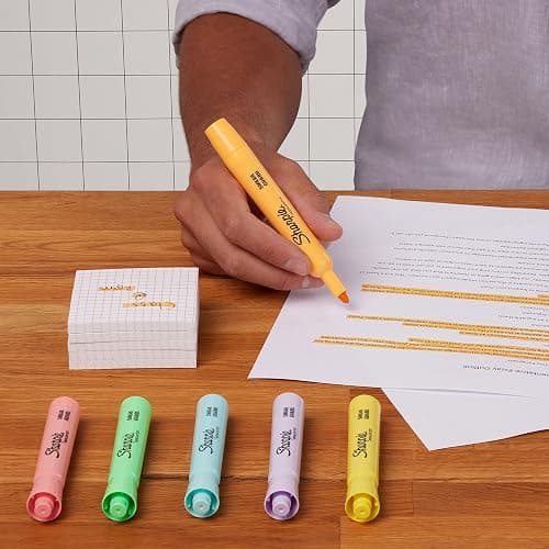 Sharpie® Tank Highlighters, Mild Pastel Colors, Assorted, Chisel Tip, 12 Count - 1 Count (Pack of 12) thumbnail 5