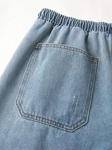 EMMIOL Baggy Jean Shorts Men, Y2k Jorts Cargo Ripped Elastic Waist, Mens Denim Shorts Comfy Casual Streetwear Summer thumbnail 6