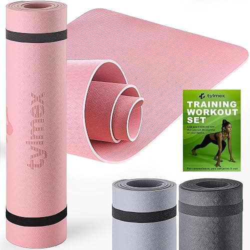 Tylmex Yogamatte TPE rutschfest 6mm | Umweltfreundliche Fitnessmatte für Yoga, Pilates & Workout | Trainingsmatte 183x61cm mit Tragegurt & Online-Übungsanleitung - Image 1