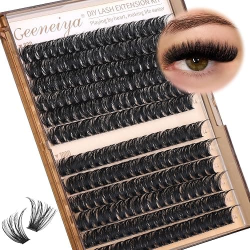 Geeneiya 14MM Volume Lash Clusters Kit DIY Lash Extension Kit D Curl Eyelash Extensions with Waterproof Lash Bond and Seal Waterproof Tweezers, Only 14MM, 80D+100D thumbnail 7