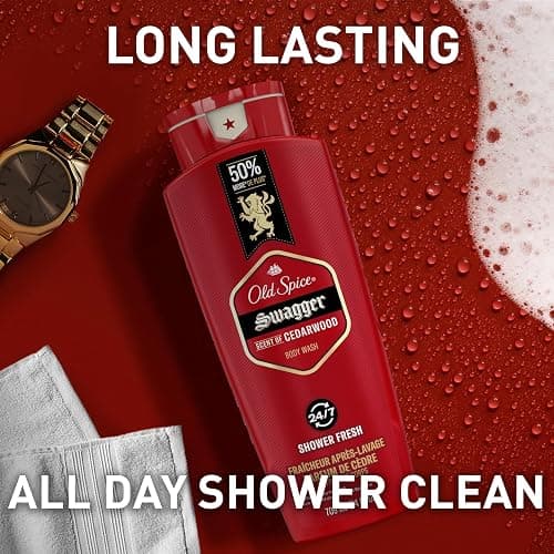 Old Spice Refreshing Body Wash for Men, 3X Defense, 24/7 Shower Fresh with Long Lasting Scent, Red Collection, Swagger with Cedarwood Scent, 24 oz (Pack of 2) thumbnail 7