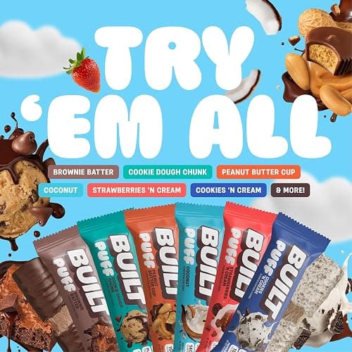 BUILT Bar Puff Protein Bars - Variety Pack - 15-17g Protein Snack Bars with Collagen - Calorie Conscious & Gluten Free - 12 Count thumbnail 8