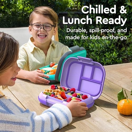 Bentgo Chill Kids Leak-Proof Lunch Box - 4-Compartment Bento Box with Built-In Ice Pack, 3.3 Cup Capacity, PFAS & BPA-Free, Microwave & Dishwasher Safe, Ideal Size for Ages 3 to 7 (Purple) thumbnail 5