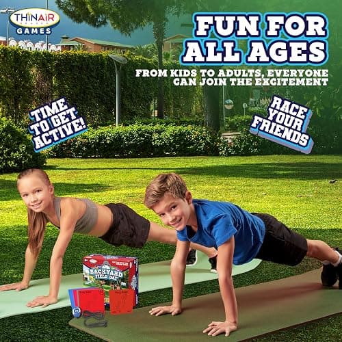 Playful Minds Backyard Field Day Obstacle Course Game – 27 Double-Sided Foam Challenge Tiles with 54 Kid-Friendly Exercises, Stopwatch, Jump Rope & Carry Bag – Outdoor Fitness Fun for Kids & Families thumbnail 7