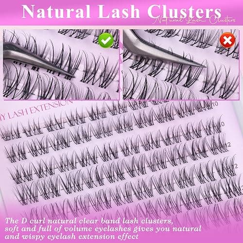Natural Lash Clusters Venus Wispy Cluster Eyelash Extensions Invisible Thin Band Eyelash Cluster 8-16mm DIY Lash Extensions with Clear Band Individual Lashes Clusters Natural Look by WTVANE thumbnail 7