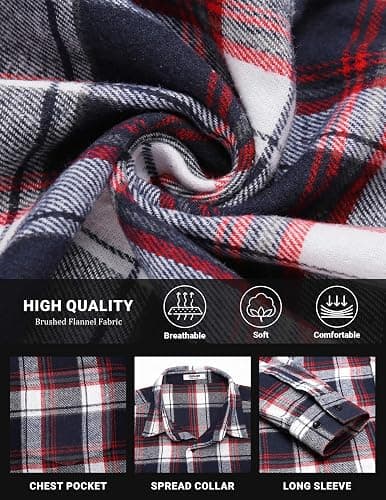 COOFANDY Mens Flannel Shirts Long Sleeve Button Down Shirt with Pocket Casual Shirts Work Shirts for Men thumbnail 4