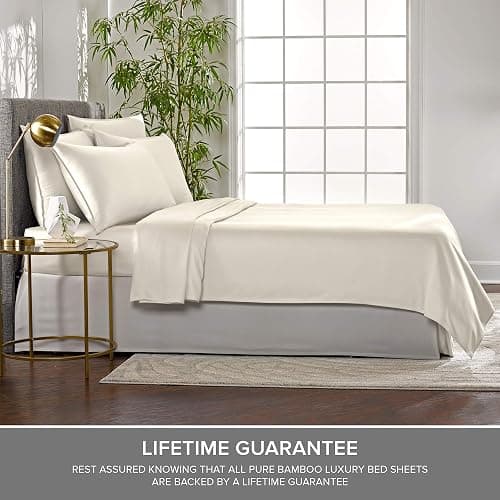 Pure Bamboo Twin XL Sheets, Genuine 100% Organic Viscose Derived from Bamboo Bed Sheet Set, Luxuriously Soft & Cooling, Double Stitching, 2 Year Quality Promise (Twin XL, Ivory) thumbnail 5