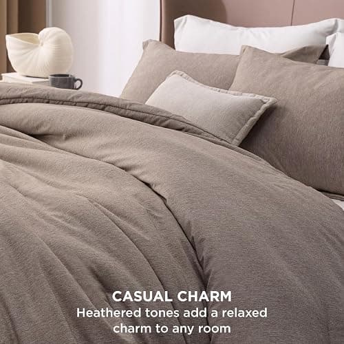 Bedsure Full Comforter Set - Khaki Soft Bedding for All Seasons, Cationic Dyed Bed Set, 3 Pieces, 1 Full Size Comforter (82"x86") and 2 Pillow Shams (20"x26"+2") thumbnail 3