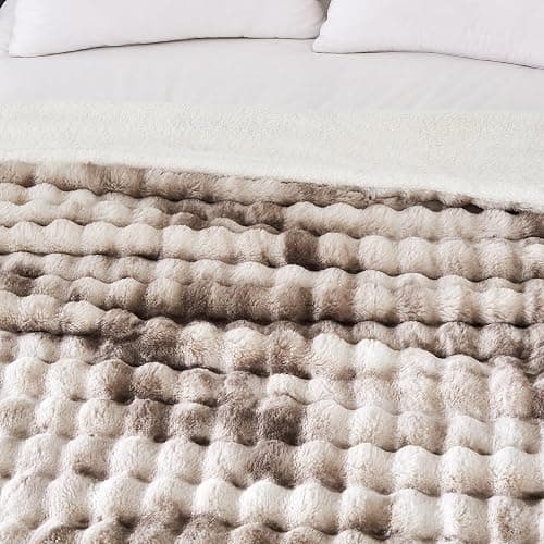 Serenhom 50x60 Inches Ultra-Soft Fuzzy Faux Fur Plush Throw Blanket - Thick, Warm Sherpa for Couch, Sofa, Bedroom, Camping - Decorative Blanket for Cozy Warmth, Bubble Brown Tie Dye thumbnail 5