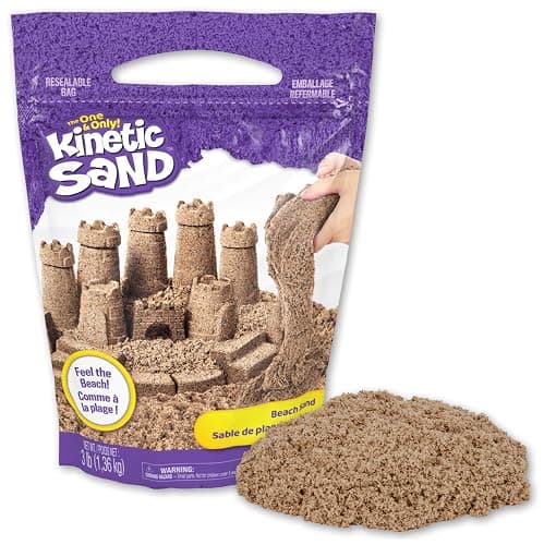 Kinetic Sand, 3lbs Beach Play Sand, Moldable Sensory Toys for Kids, Resealable Bag (Packaging May Vary), for Ages 3 and up - Image 1
