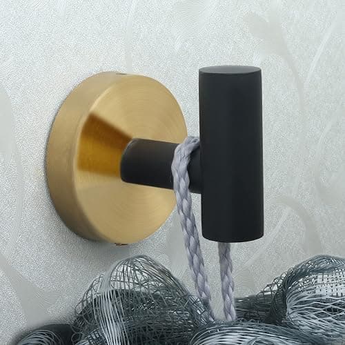 Homagic 4 Pack Robe Towel Hooks Coat Black Gold Wall Hook Stainless Steel Heavy Duty Door Hanger Towel Robe Clothes Cabinet Closet Sponges Hook for Bathroom Bedroom Kitchen Hotel Pool thumbnail 4