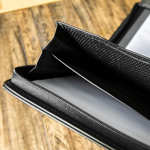 Cossini Black Superior Vegan Leather Business Portfolio with Zipper – Padfolio All-in-One. Smartest Protective 10.1 Inch Tablet Sleeve, Presentation Slot, Solar Calculator, Card Storage, Writing Pad thumbnail 6