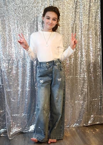 👖Wide Leg Baggy Jeans w/ butterflies👖 thumbnail 2