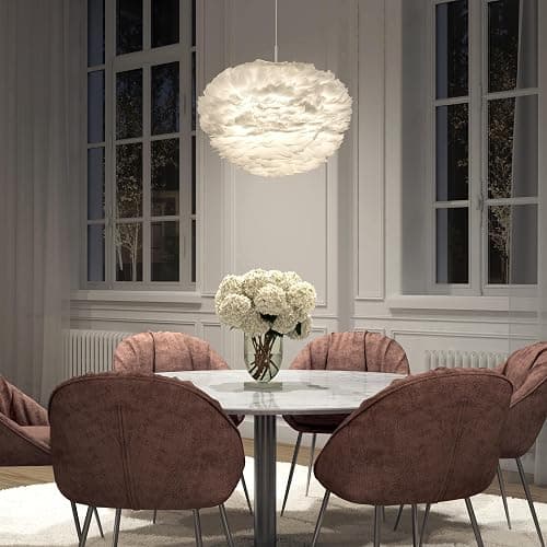 artika Plume 13W LED 20" Diameter Feather Pendant Light Fixture, White - Ideal for Bedrrom, Dinning Room, Entry Room, 1000 Lumens, Warm White, Romantic Decor thumbnail 2