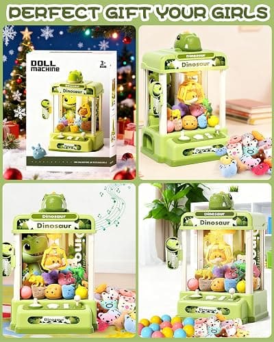 STACTCUTE 32PCS Dinosaur Claw Machine for Kids, Mini Vending Machine with with Music,Electronic Arcade Game Prize Dispenser for Boys Girls and Boys Birthday Toys Gifts Age 3 4 5 6 7 8 Years(Small) thumbnail 6