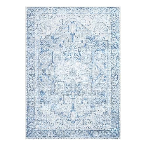 Bloom Rugs Washable Non-Slip 8' x 10' Rug - Blue/Gray Traditional Area Rug for Living Room, Bedroom, Dining Room, and Kitchen - Exact Size: 8' x 10' thumbnail 3