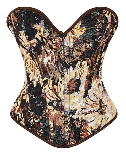Alivila.Y Fashion Womens Vintage Floral Denim Overbust Corset Bustier Top - Image 1