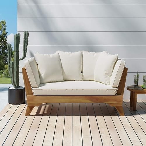 Christopher Knight Home Patrick Outdoor Acacia Wood Expandable Daybed with Water Resistant Cushions, Teak thumbnail 2