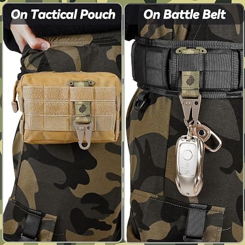 TEHOKARM Tactical Belt Clip T-Mount, MOLLE Bag Clip, Tactical Clash Hook Hanging Carabiner thumbnail 5