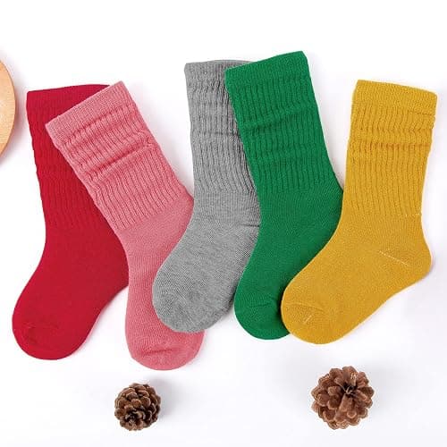 Auranso Little Girl Slouch Socks Knee High Cotton Socks 9 Pairs Girls Long Crew Socks - 9-12 Years - Color D thumbnail 6