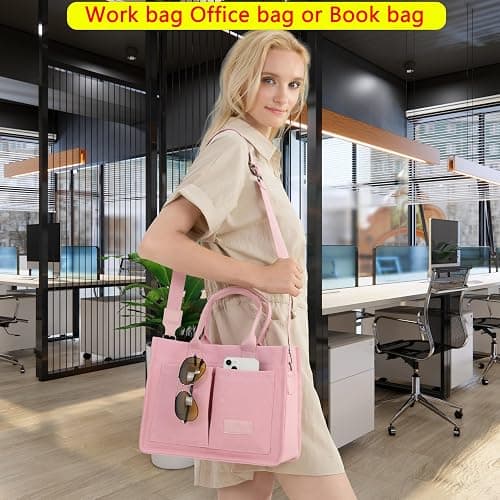ZHMO Canvas Tote Bag for Women,Women's Bags Crossbody Bags Work Laptop Tote Bag Large Handbags Purse for Travel Nurse Teacher thumbnail 3
